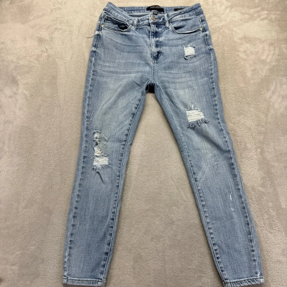 Judy Blue Jeans Women's 11/30 Hilaria Hi Rise Distressed Skinny Light Wash Denim